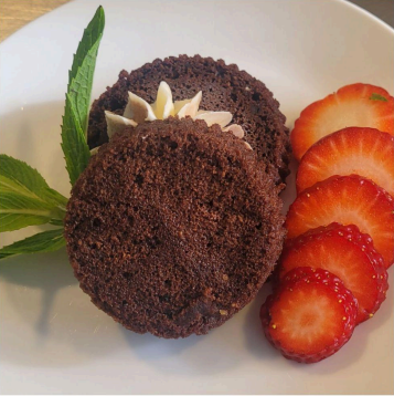 Chocolate dessert with strawberries